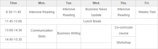 Business Chinese Program-Timetable Schedule