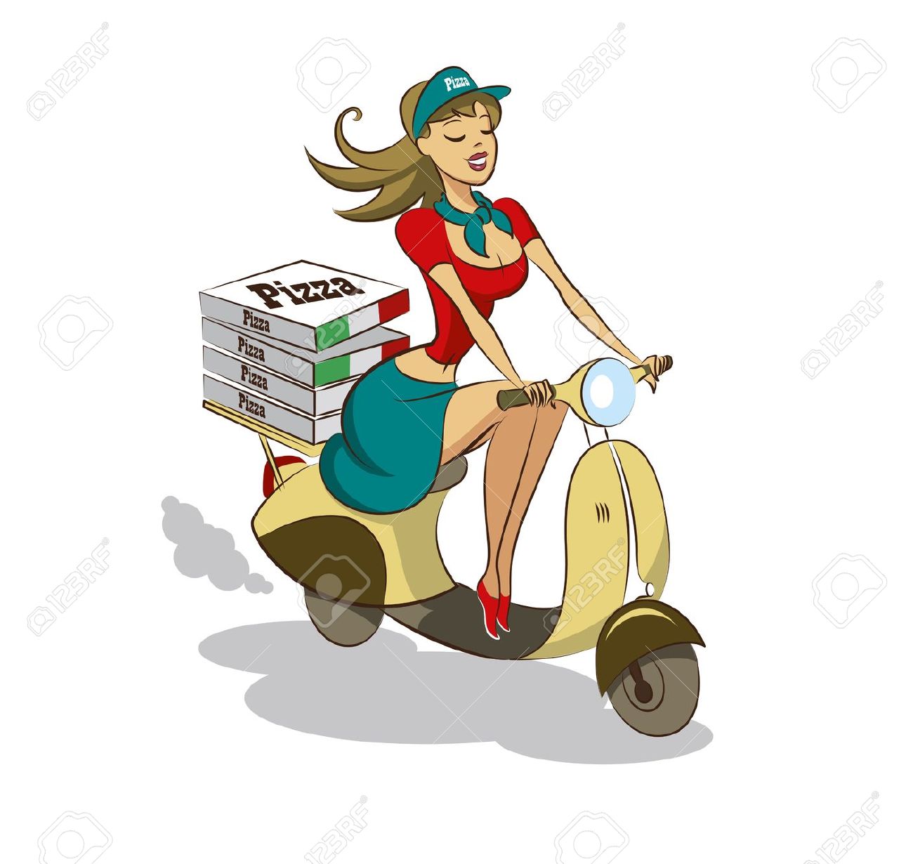 Download 16248485-Pizza-Woman-Scooter-Stock-Vector-pizza-delivery ...