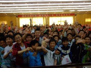 Excited students after a class with Richard and Matt - an American, talking about the differences between British and American English